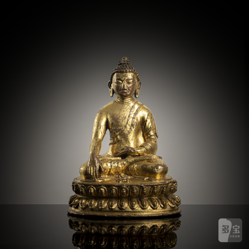 A GILT-COPPER FIGURE OF BUDDHA SHAKYAMUNI